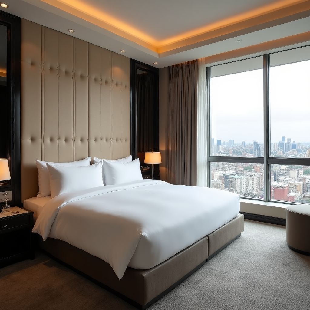 Luxe hotelkamer met kingsize bed